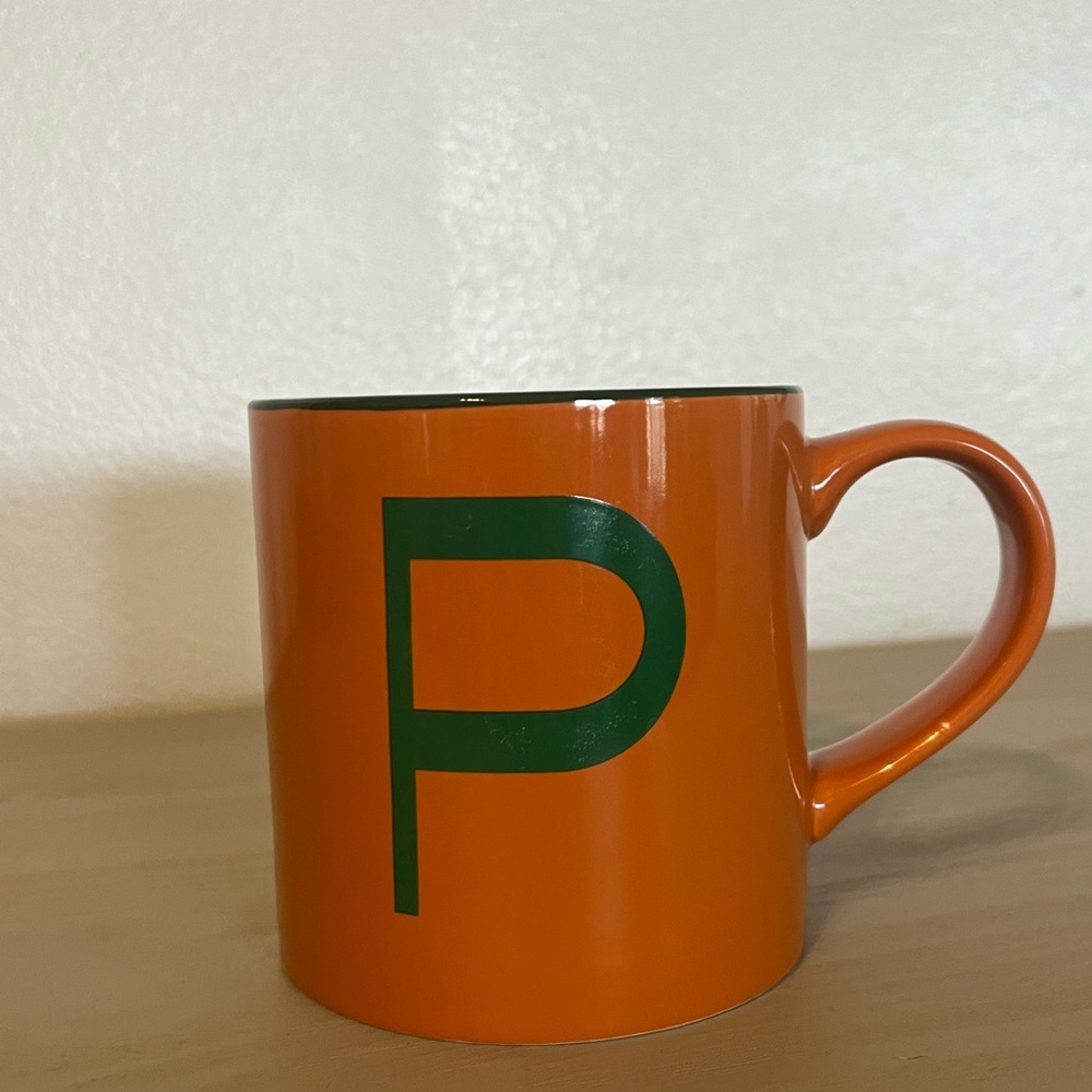 Opalhouse Orange Ceramic Mug with Green 'P' Accent